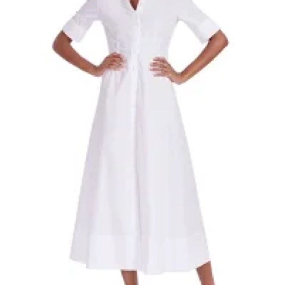 New NWT STAUD  Joan Collared Maxi Shirtdress White - Picture 5 of 6